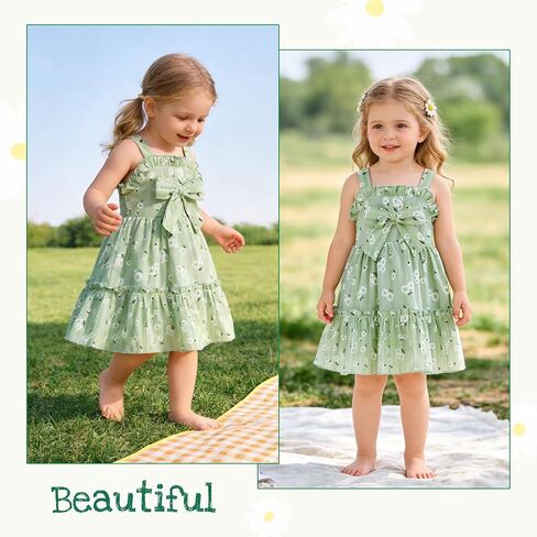HAPPYMA Toddler Dress Baby Girl Summer Clothes Bowknot Ruffle Sleeveless Long Sundress Princess Party Outfits in Saudi Arabia