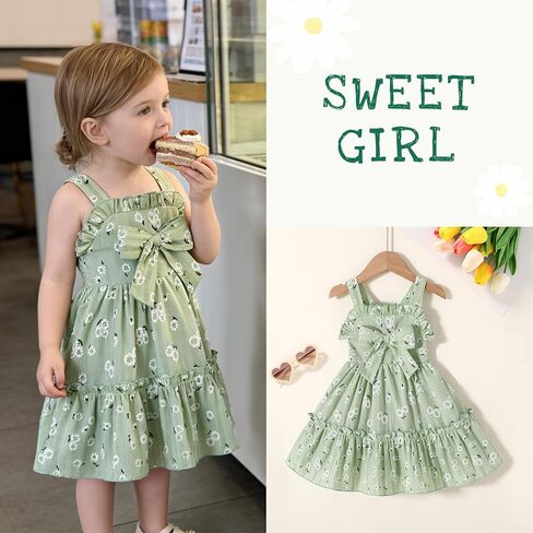 HAPPYMA Toddler Dress Baby Girl Summer Clothes Bowknot Ruffle Sleeveless Long Sundress Princess Party Outfits in Saudi Arabia