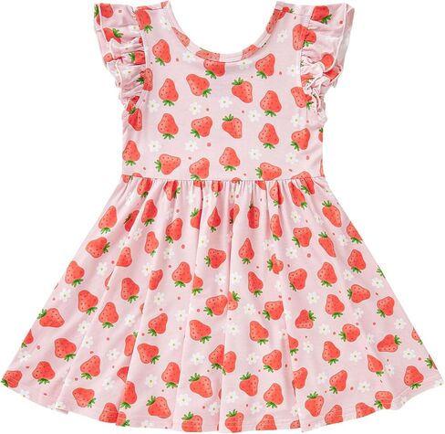 pureborn Baby Toddler Girl Viscose from Bamboo Dress Ruffled Sleeve 2-5T in Kuwait