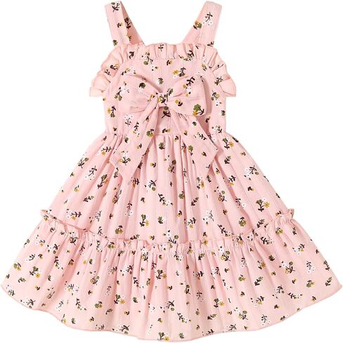 HAPPYMA Toddler Dress Baby Girl Summer Clothes Bowknot Ruffle Sleeveless Long Sundress Princess Party Outfits in Saudi Arabia