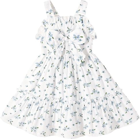 HAPPYMA Toddler Dress Baby Girl Summer Clothes Bowknot Ruffle Sleeveless Long Sundress Princess Party Outfits in Saudi Arabia