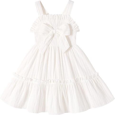 HAPPYMA Toddler Dress Baby Girl Summer Clothes Bowknot Ruffle Sleeveless Long Sundress Princess Party Outfits in Saudi Arabia