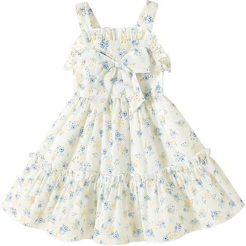 HAPPYMA Toddler Dress Baby Girl Summer Clothes Bowknot Ruffle Sleeveless Long Sundress Princess Party Outfits in Saudi Arabia