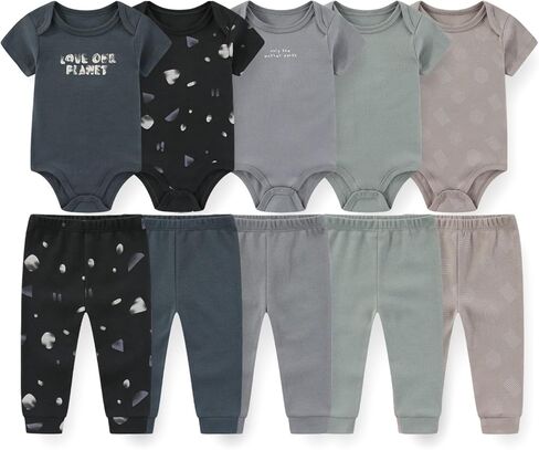 Unisex Baby Bodysuits and Pants Set 10 Pack Cotton Soft Infant Outfit New born Baby Boy Girl Clothes in Kuwait