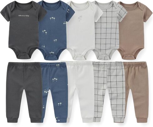 Unisex Baby Bodysuits and Pants Set 10 Pack Cotton Soft Infant Outfit New born Baby Boy Girl Clothes in Saudi Arabia
