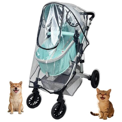 Unisize Pet Stroller Rain Cover - Foldable Clear Protection for Snow, Wind & Rain, Suitable for Most Models in Kuwait