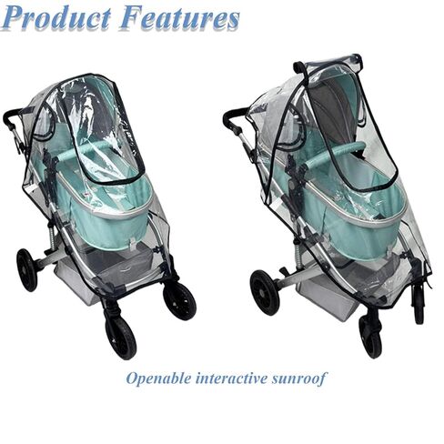 Unisize Pet Stroller Rain Cover - Foldable Clear Protection for Snow, Wind & Rain, Suitable for Most Models in Kuwait