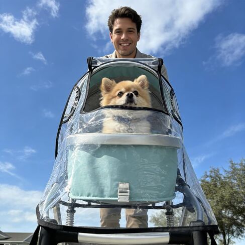 Unisize Pet Stroller Rain Cover - Foldable Clear Protection for Snow, Wind & Rain, Suitable for Most Models in Kuwait