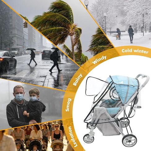 غطاء مطر لعربة الأطفال، معطف عالمي خفيف الوزن وشفاف لعربة الأطفال للحماية في الهواء الطلق، سهل التركيب، يحمي من الرياح والأمطار، ويضمن راحة الطفل، ونزهات آمنة in Kuwait