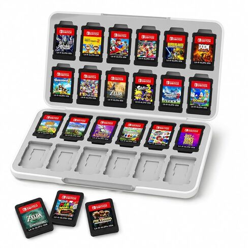 NANANINO Switch Game Card Case for Switch/OLED/Switch 2, Wave Pattern, 24 Game Card Slots, 24 Micro SD Card Slots, Portable Cartridge Holder in Saudi Arabia