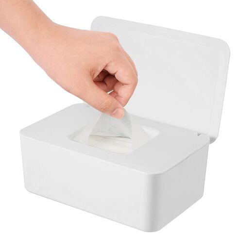 Wipes Dispenser, Wipe Holder for Baby & Adult, Seposeve Refillable Wipe Container, Keeps Wipes Fresh, Far from Dirty Wipes, Easy Open/Close Wipes Pouch Case, White in Kuwait
