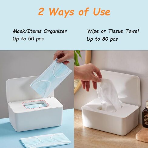 Wipes Dispenser, Wipe Holder for Baby & Adult, Seposeve Refillable Wipe Container, Keeps Wipes Fresh, Far from Dirty Wipes, Easy Open/Close Wipes Pouch Case, White in Kuwait