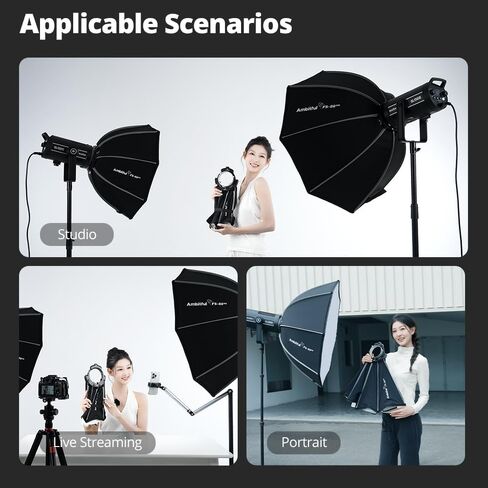 AMBITFUL FS80pro 31.4 "/80 سم سوفت بوكس ​​مثمن، سريع التحرير بوينز جبل سوفت بوكس ​​مع الناشرون / شبكة قرص العسل / حقيبة حمل in Kuwait