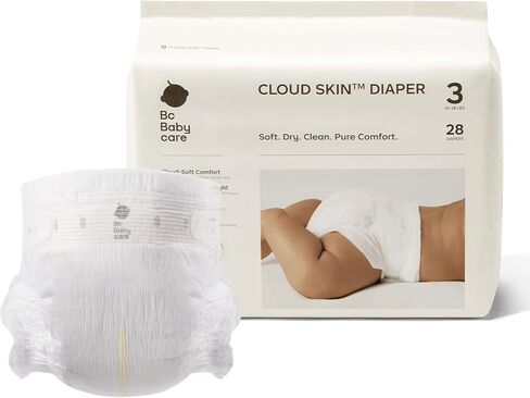 Bc Babycare Cloud Skin Baby Diapers, Size 3 (16-28 lbs), 28 Count – Ultra Soft & Dry, Leak-Proof Overnight Comfort, Hypoallergenic, Totally Chlorine-Free in Saudi Arabia