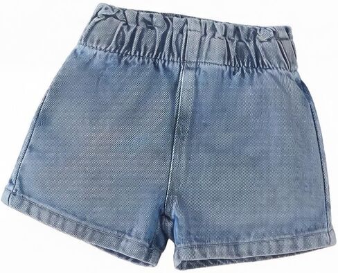 Girl's Baby Shorts, Soft Denim Elastic Waist Light Blue Wash Casual Outfit for Infant in Kuwait