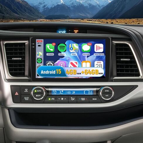 [4+64 جيجابايت] راديو سيارة Android 15 لسيارة Toyota Highlander 2014-2019 مع Carplay لاسلكي/Android Auto، ستيريو سيارة بشاشة لمس عالية الدقة 10 بوصة مع نظام تحديد المواقع واي فاي وبلوتوث FM/RDS EQ SWC وميكروفون كاميرا احتياطية in Kuwait