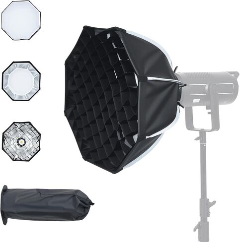 UTEBIT 21"/55cm Octagonal Softbox, Quick Release Parabolic Soft Box with Bowens Mount, Portable & Collapsible Removable Diffusers, Grid, Bag for Portrait Photography, Video Production,Studio Lighting in Kuwait