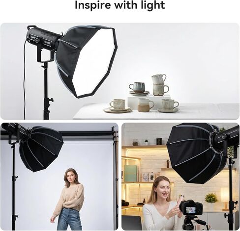 UTEBIT 21"/55cm Octagonal Softbox, Quick Release Parabolic Soft Box with Bowens Mount, Portable & Collapsible Removable Diffusers, Grid, Bag for Portrait Photography, Video Production,Studio Lighting in Kuwait