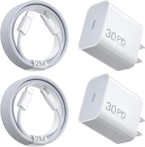 30W شاحن سريع لـ iPhone 14 ، محول طاقة توصيل الشاحن السريع USB C مع كابل من النوع 6 قدمًا متوافقًا مع iPhone 14/13/12/11 PRO/PRO MAX/XS MAX/XS/XR/X/SE/8/iPad والمزيد in Kuwait