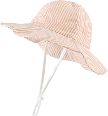 Baby Sun Hat 6-24 Months UPF 50+ Adjustable Wide Brim Beach Striped Cap Toddler Summer Outdoor Boys Girls in Saudi Arabia