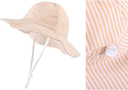 Baby Sun Hat 6-24 Months UPF 50+ Adjustable Wide Brim Beach Striped Cap Toddler Summer Outdoor Boys Girls in Saudi Arabia