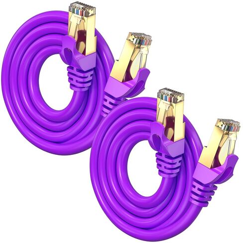 CAT 7 Ethernet Cable 4 FT - (2 Pack) CAT7 عالية السرعة CAT7 كابلات التصحيح الشبكية ، وموصلات RJ45 - مثالية للألعاب ، والبث ، والمزيد (الأرجواني) in Saudi Arabia