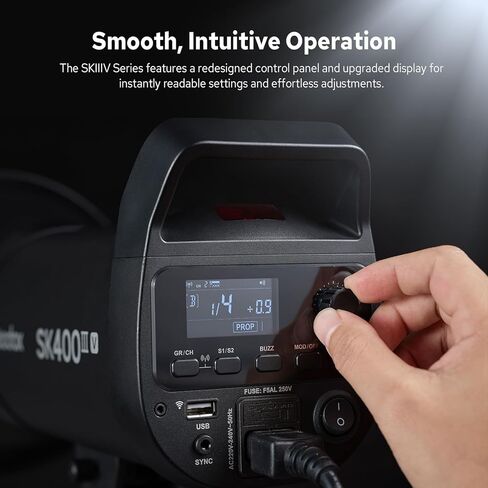 Godox SK400IIIV SK400III-V Studio Flash Strobe، SK400III V 400Ws Monolight، Bowens Mount، نظام X لاسلكي، مصباح النمذجة LED، إعادة التدوير 0.1-1.5s، GODOX SK 400 III V Strobe Light للتصوير الفوتوغرافي - 110V in Kuwait
