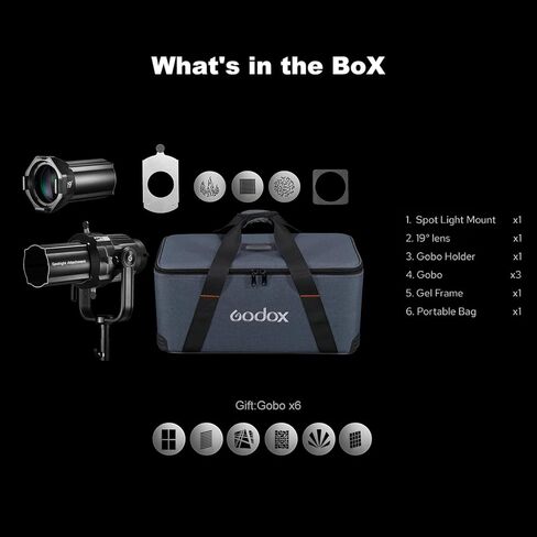 مجموعة ملحقات الأضواء Godox VSA-19K، سنوت مخروطي مع عدسة عرض 19 درجة و9 Gobos لبوينز ماونت فلاش Speedlite، ضوء ستروب أحادي في الاستوديو، ضوء LED للتصوير الفوتوغرافي وإضاءة فيديو in Kuwait
