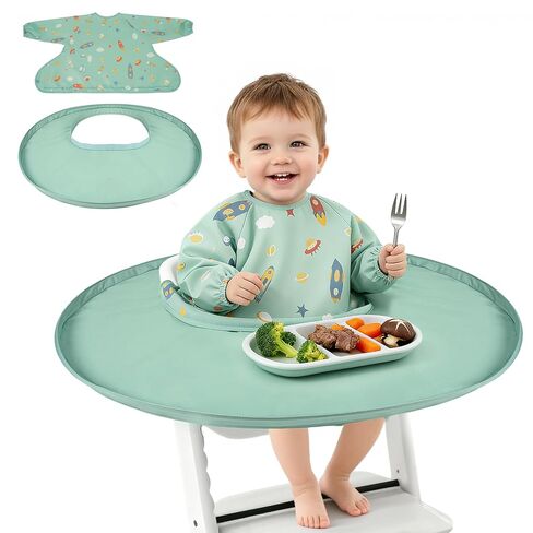 RICHER HOUSE Food Catcher for for Stokke Tripp Trapp High Chair, Coverall Baby Feeding Bib, Long Sleeves Eating Bib for Highchair and Table, Detachable, Waterproof, Baby Feeding Accessories, Pink in Kuwait