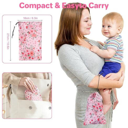 BEBOAN High Chair Cover for Restaurant, Portable Highchair Seat Covers with 3-Point Adjustable Safety Harness and Bag, for Eating/Travel/Home Use, Machine Washable, Fit Wooden Chairs (Pink Flower) in Saudi Arabia