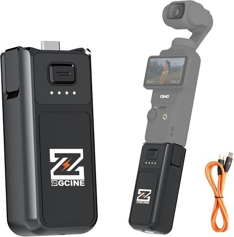 مقبض بطارية ZGCINE PK-H01 لجهاز DJI OSMO Pocket 4 I Pocket 3، 7.7 فولت/1600 مللي أمبير (شحن 1.0X)، شحن سريع 17 وات PD، مقبض بطارية بخيط 1/4 بوصة + فتحة أري in Kuwait