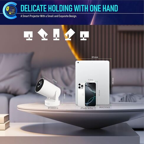 2025 جهاز عرض جديد 4K Mini تم ترقيته مع WiFi و Bluetooth ، جهاز عرض Smart Portable Smart متوافق مع الوسائط المتعددة/Android/جهاز الكمبيوتر اللوحي/الكمبيوتر المحمول in Kuwait