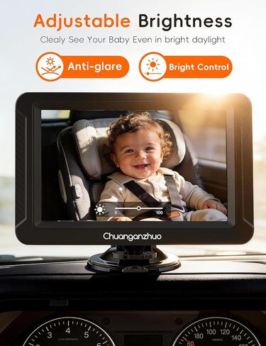 S100C Baby Car Camera USB Powered, Crystal Clear Auto IR Night Vision in Total Dark, Adjust Brightness & 1080P 5" IPS Monitor, 3X Zoom & 360° Rotating Backseat Camera for Rear or Forward-Facing in Saudi Arabia