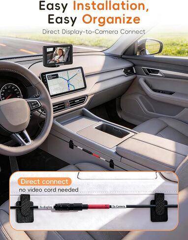 S100C Baby Car Camera USB Powered, Crystal Clear Auto IR Night Vision in Total Dark, Adjust Brightness & 1080P 5" IPS Monitor, 3X Zoom & 360° Rotating Backseat Camera for Rear or Forward-Facing in Saudi Arabia