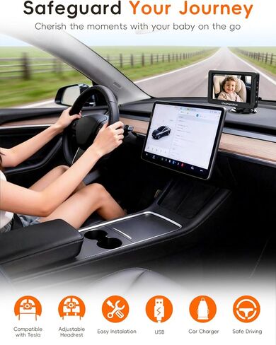 S100C Baby Car Camera USB Powered, Crystal Clear Auto IR Night Vision in Total Dark, Adjust Brightness & 1080P 5" IPS Monitor, 3X Zoom & 360° Rotating Backseat Camera for Rear or Forward-Facing in Saudi Arabia