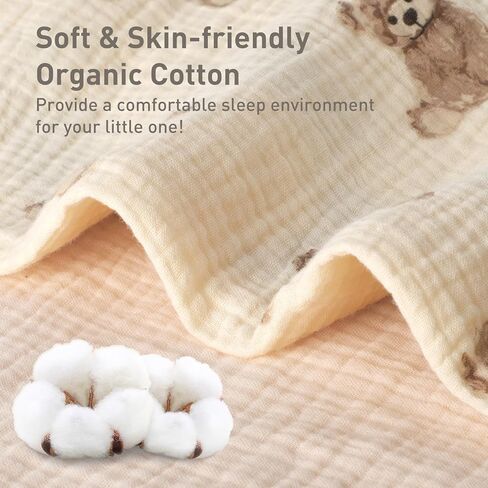 Organic Cotton Muslin Baby Crib Bedding Set 3 Piece Soft for Infant Newborn Toddler Boys Girls 52"x28", Nursery Bed Quilt Set Decor with Fitted Crib Sheet, Boho Quilted Comforter Blanket, Bed Skirt | GOTS Organic Cotton, Soft, Breathable, Skin-friendly, D in Kuwait