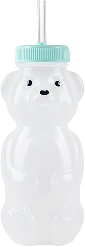 Mootikar Honey Bear Straw Cups for Babies 1 pack, 8oz straw bear cup with improved safety lid design, honeybear baby cup straw, Leak-Proof & Food-Grade & BPA Free (AQUA) in Saudi Arabia
