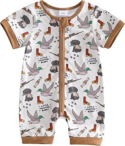 Baby Boy Camo Hunting Clothes Deer/Mallard Duck Romper Zipper Jumpsuit Little Hunting Buddy Summer Outfit in Kuwait