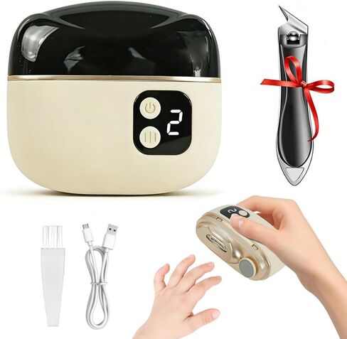 Electric Nail Clipper with LED Light, 2026 Improved Nail Clippers, Safe Automatic 4-in-1 Baby Nail Trimmer, Slanted Toenail Clippers for Deep Thick Ingrown Toenails, Ideal for All Your Nail Care Needs in Saudi Arabia