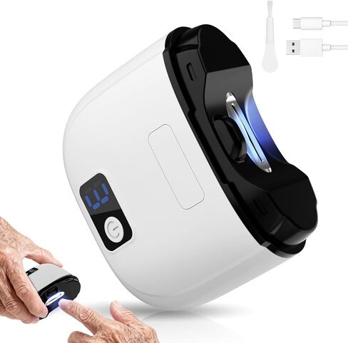 مقص أظافر كهربائي لكبار السن، 3 تروس سرعة قابلة للتعديل مع ضوء LED، مقص أظافر كهربائي لكبار السن، تخزين مشبك الأظافر، أداة تشذيب أظافر آمنة للأطفال والأطفال وكبار السن in Kuwait