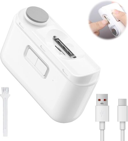 مقص أظافر كهربائي مع ضوء LED، أداة تشذيب أظافر أوتوماتيكية قابلة لإعادة الشحن للأطفال والبالغين وكبار السن، أداة هادئة وآمنة لتصفيف أظافر اليدين والقدمين مع صندوق تخزين الأظافر in Kuwait