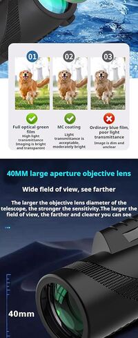 40X60 Monocular Telescope with Smartphone Holder & Tripod, Power Prism Compact Monoculars for Adults Kids, HD Monocular Scope for Bird Watching Hiking Concert Travelling Black in Kuwait