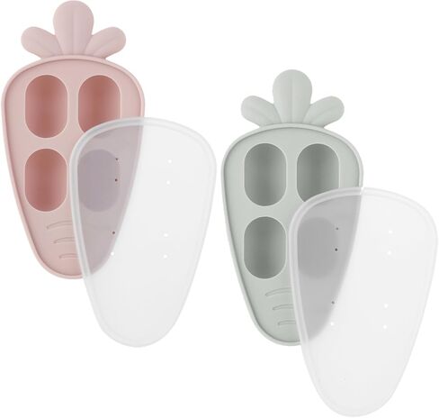 PandaEar 2 Pack Baby Food Freezer Tray with Lid, Silicone Nibble Freezer Tray, Breastmilk Popsicle Mold, Baby Food Storage Container, Carrot Design, BPA Free in Kuwait