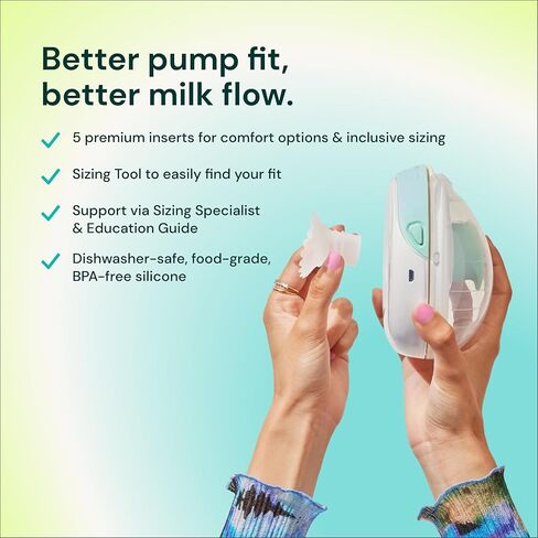 Willow - Breast Pump Sizing Kit - Flange Sizing Kit - Use w/Willow Go, Wave, or Most 24mm Flanges - Includes 13mm, 15mm, 17mm, 19mm, and 21mm Inserts- Breastfeeding Essentials for Postpartum in Kuwait