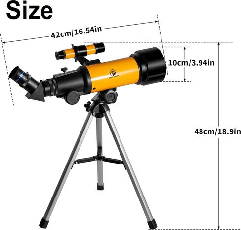 Fetch Falcon 40070 Astronomical Telescope High Powered 90-180X,Aluminum Body, FMC Optics 400mm Portable Refractor 70mm Aperture with Tripod, Phone Adapter Ideal for Stargazing and Space Exploration in Kuwait