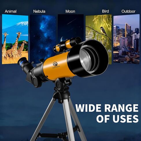 Fetch Falcon 40070 Astronomical Telescope High Powered 90-180X,Aluminum Body, FMC Optics 400mm Portable Refractor 70mm Aperture with Tripod, Phone Adapter Ideal for Stargazing and Space Exploration in Kuwait