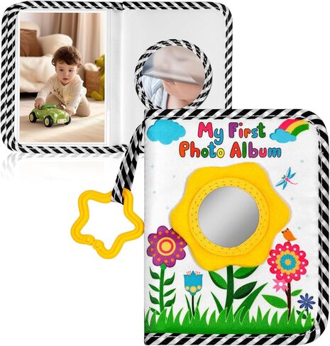 My First Book Of Photos,My Family And Baby Photo Album, Photo Book For Baby Holds 17 4x6 Photos,Toddler Photo Album With Safety Mirror (Yellow) in Saudi Arabia