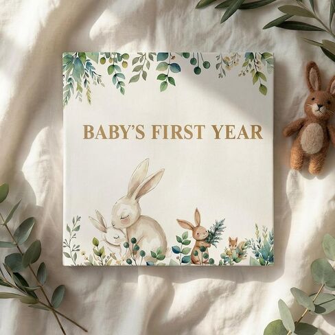 Eaasty Baby's First Year Calendar with 102 Stickers Baby Memory Book 1st Years Milestone Calendar Baby's First Year Scrapbook Nursery Wall Decoration for New Mom and Newborn Girls Boys (Forest) in Saudi Arabia