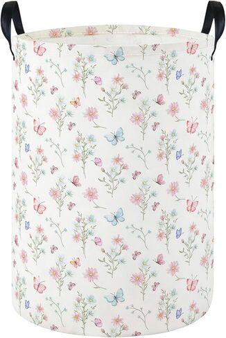Laundry Hamper Baby Nursery Hamper Waterproof Foldable Kids Laundry Basket Kids Dirty Clothes Hampers Girl Room Decor for Home Gift Baskets(Floral) in Saudi Arabia