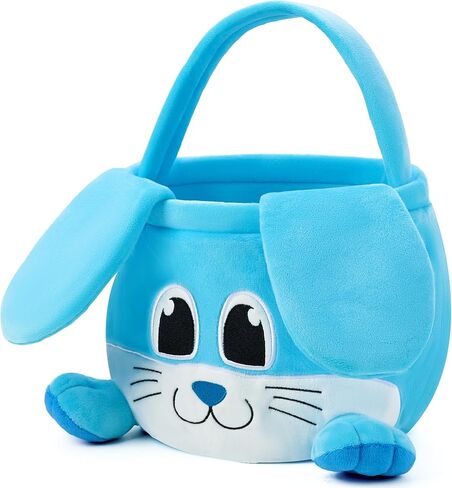 JOYIN Easter Bunny Baske with Foldable Ears, Empty Soft Basket with Handle, Easter Gifts for Babies, Kids Egg Hunt Game, Candy Bag, Party Favor Storage Container(11.8"× 8.7") in Kuwait